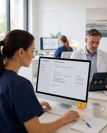 Moderne medizinische Büroarbeit mit KI-Assistent